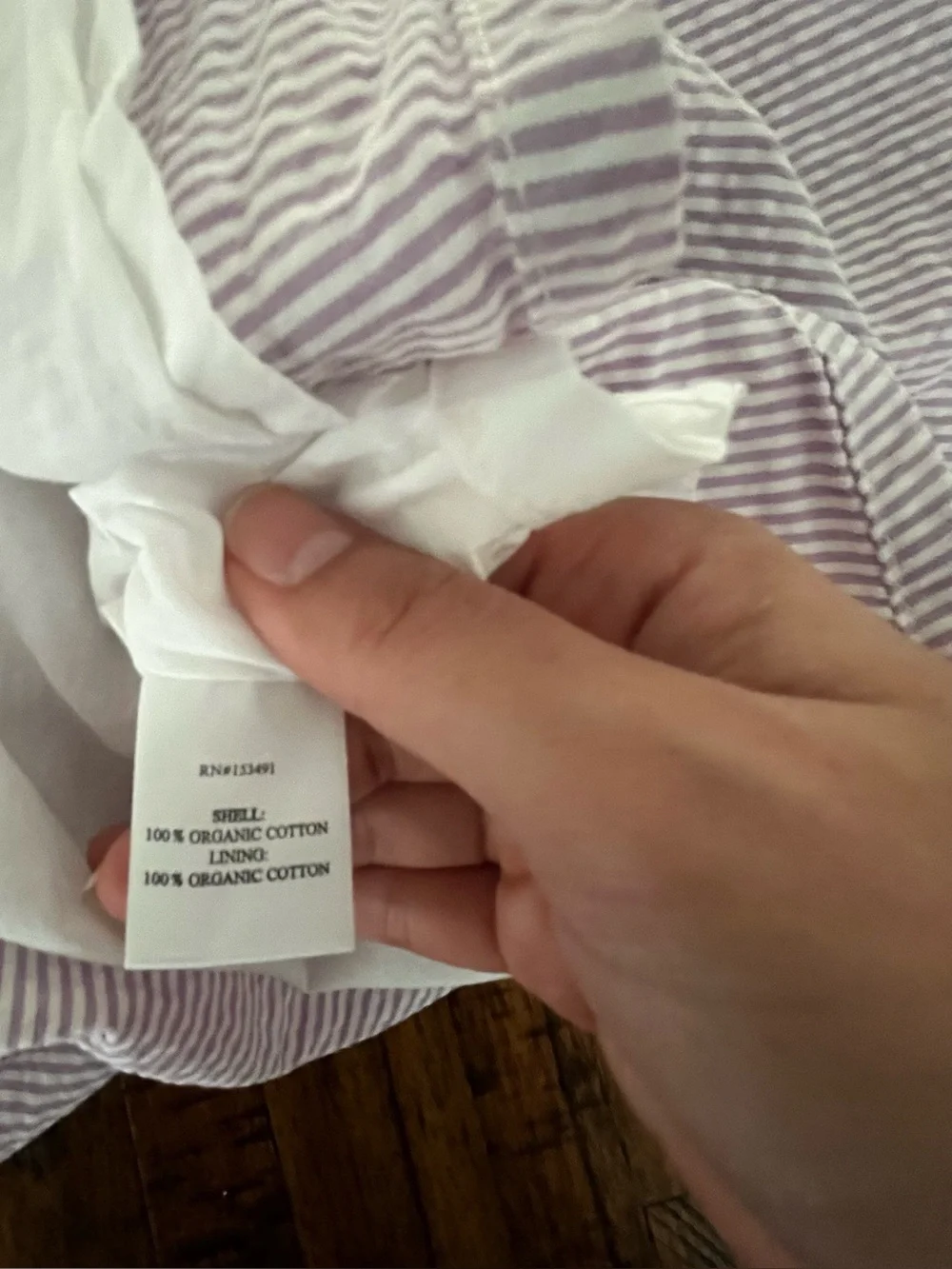 Hope and Henry Striped Tie-Shoulder Kids Dress Lavender White Organic‎ Cotton 10